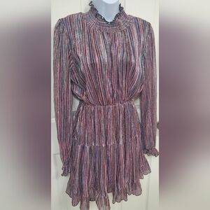 Elegant Striped Metallic Dress